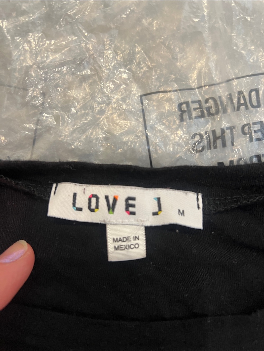 love J Black Top with Multicolor Paris Logo size medium. - Picture 6 of 7